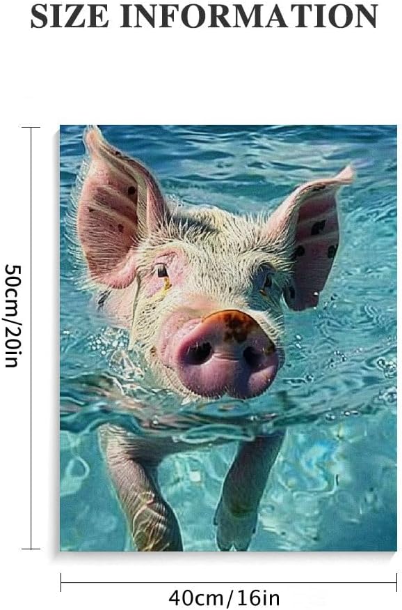 Funny Swimming Pig Canvas Wall Art – Animal Humor Decorative Painting for Living Room, Bedroom & Kids Room