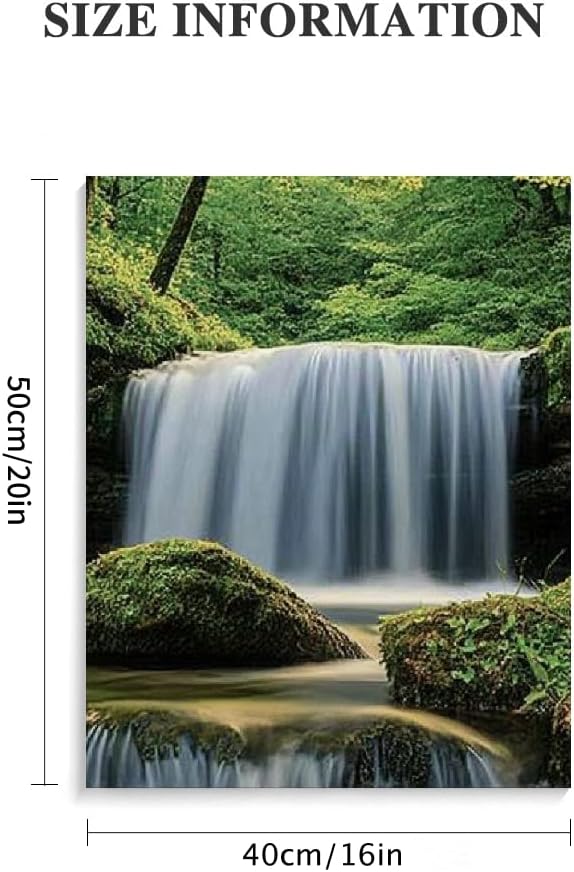 Forest Waterfall Landscape Wall Art  – Scenic Nature Canvas Painting for Living Room, Bedroom & Office Décor