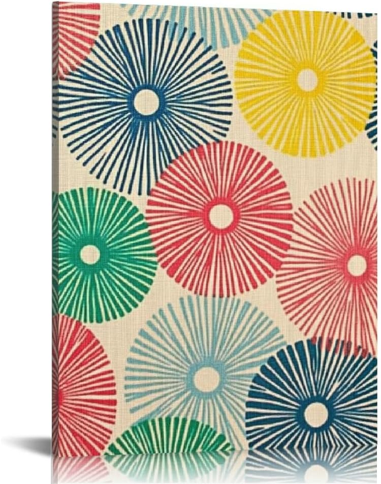 Modern Geometric Burst Canvas Wall Art – Nordic Minimalist Style Painting for Living Room, Bedroom & Office