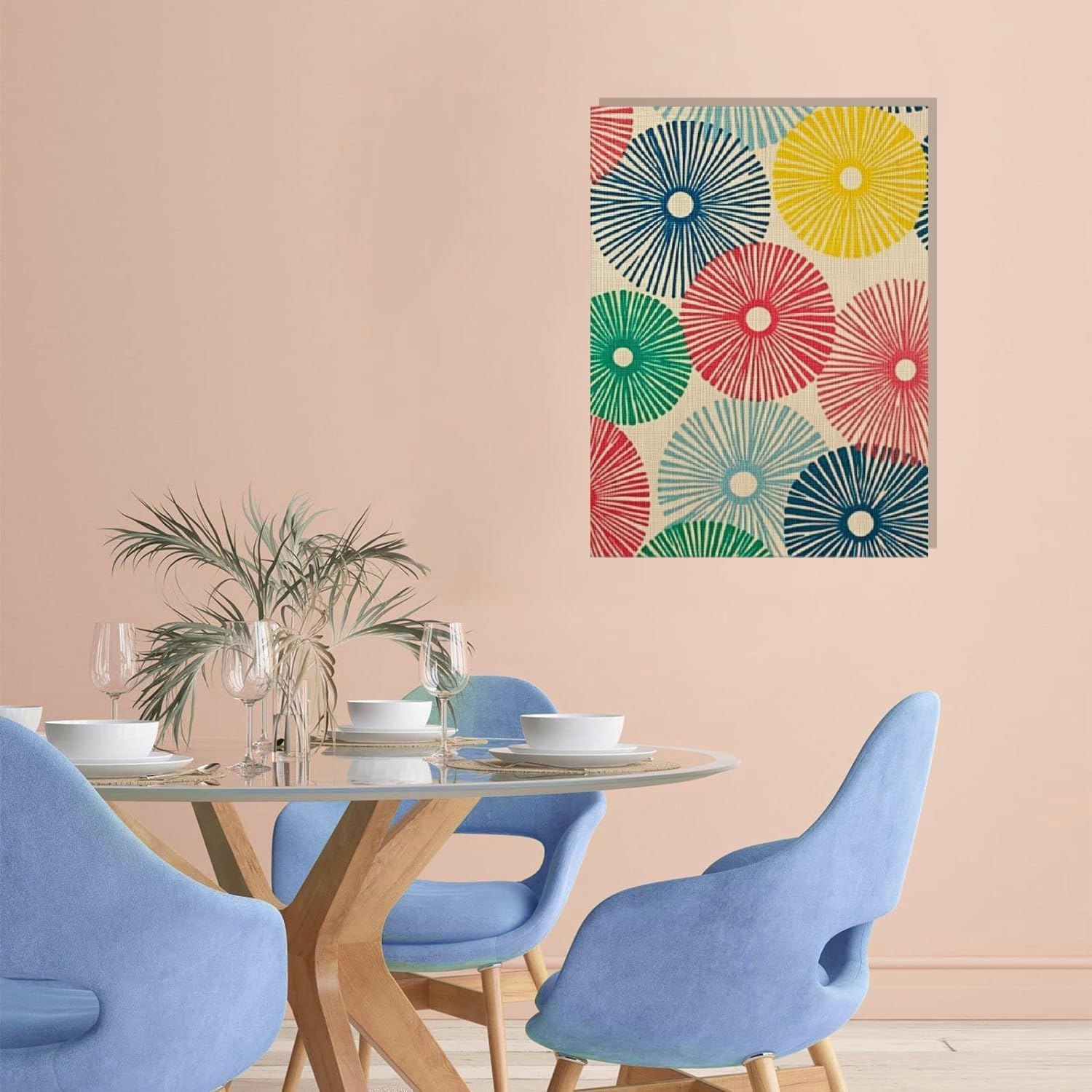 Modern Geometric Burst Canvas Wall Art – Nordic Minimalist Style Painting for Living Room, Bedroom & Office